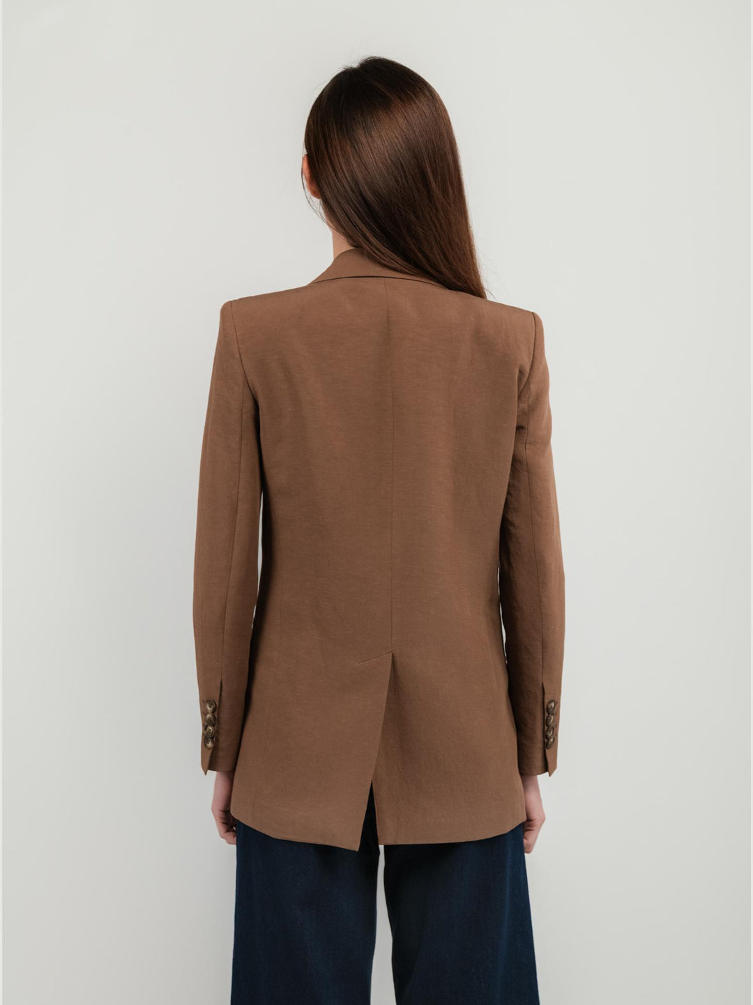 BLAZER DOPPIOPETTO IN LINO COLOR TABACCO