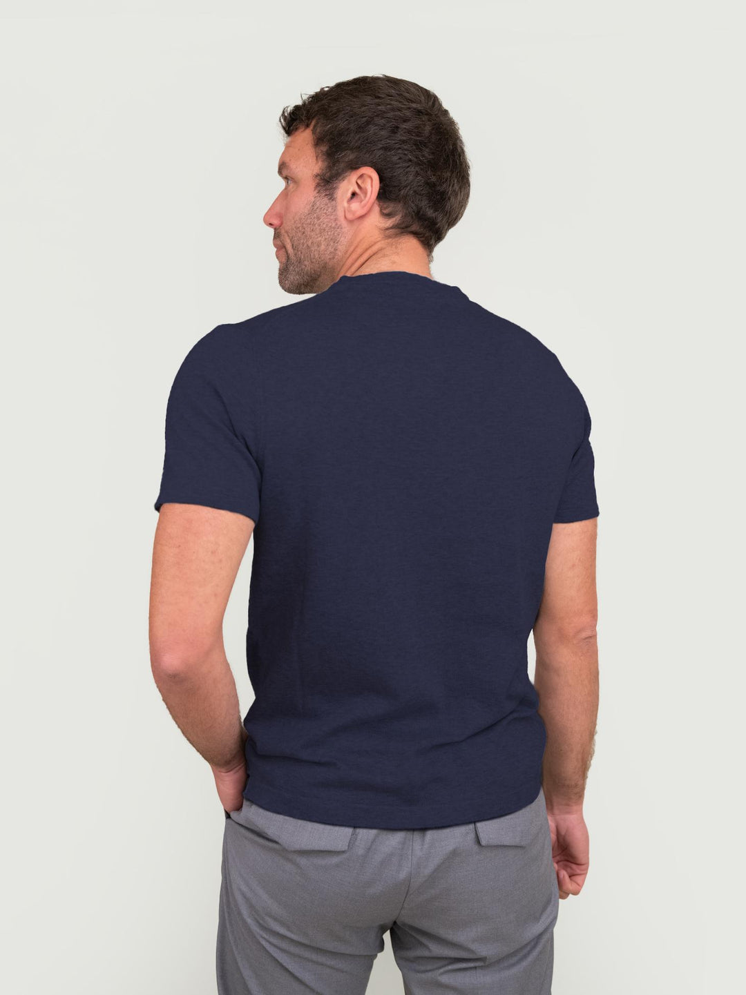 T-SHIRT GIROCOLLO IN MAGLIA DI COTONE BLU NAVY OF1S2S4M009M 174 ANDREA MORANDO 