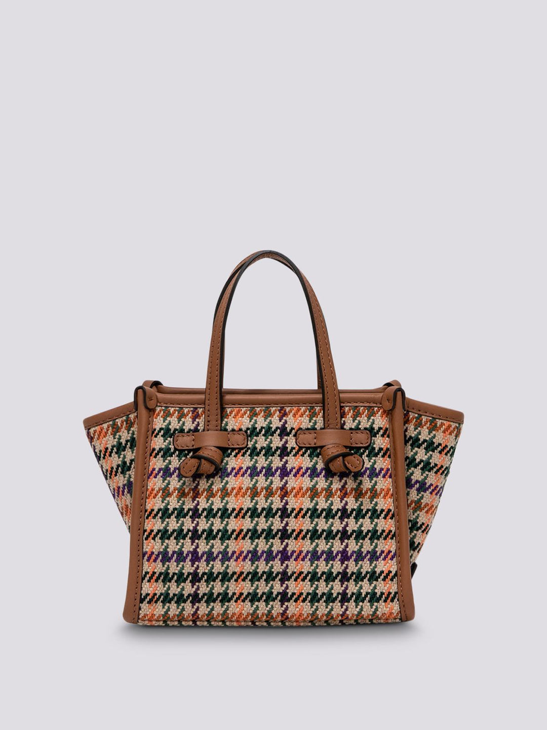 Borsa a mano Miss Marcella in tessuto Pied de Poule tabacco BS 8065/23AI NWCL 11667 GIANNI CHIARINI 