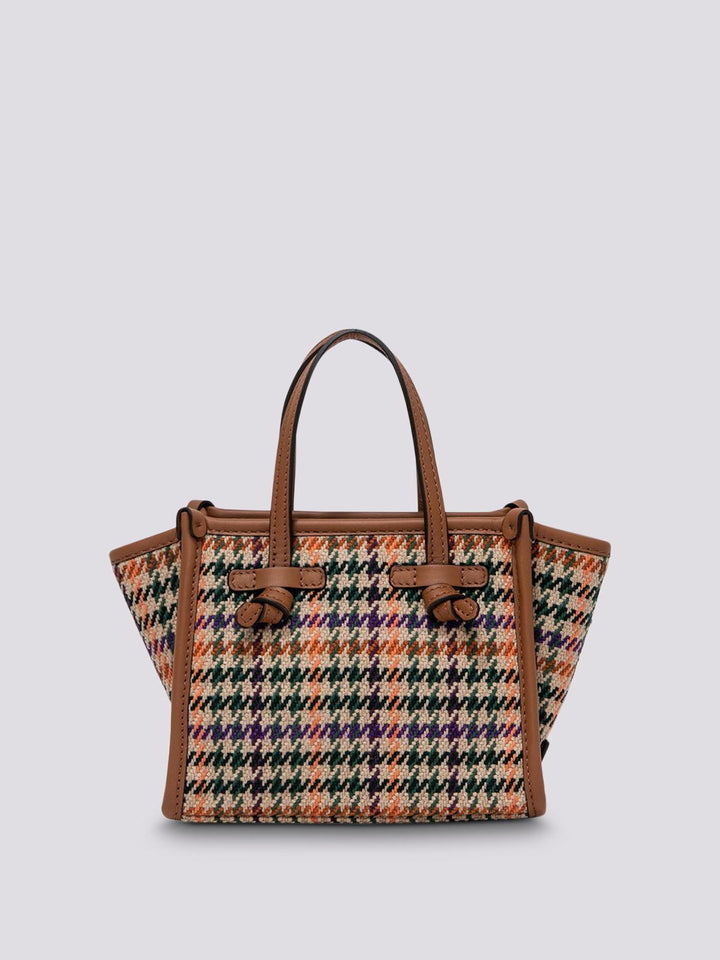 Borsa a mano Miss Marcella in tessuto Pied de Poule tabacco BS 8065/23AI NWCL 11667 GIANNI CHIARINI 
