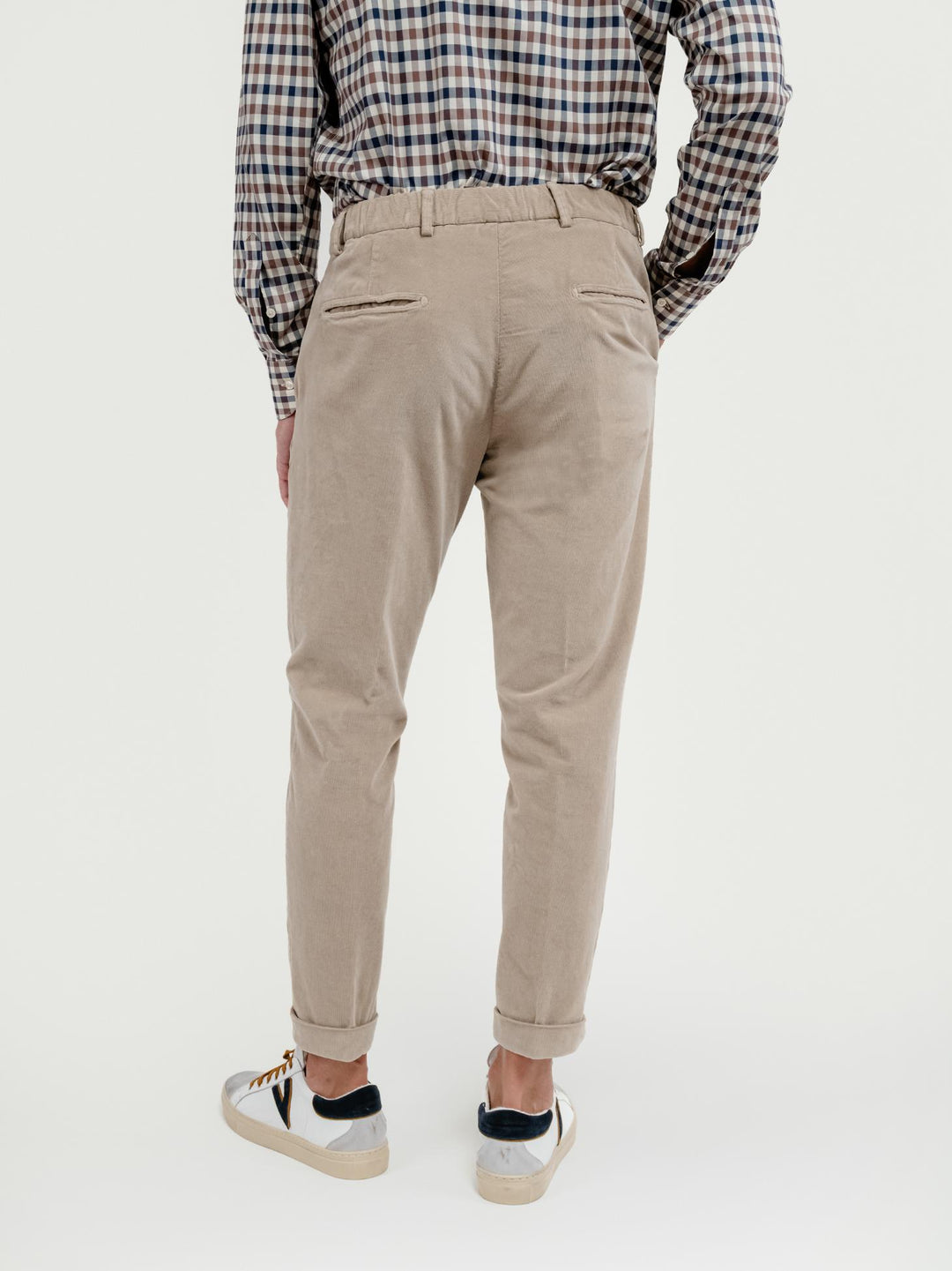 PANTALONE CON COULISSE IN VELLUTO BEIGE P018 166 ANDREA MORANDO 