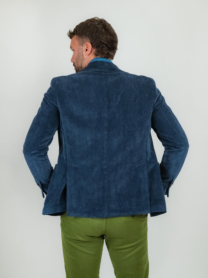 Blazer color blu in velluto a coste CR547 BLU ANDREA MORANDO 