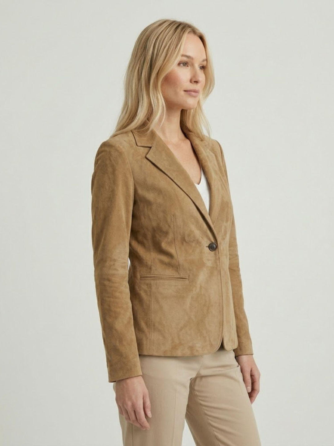 Blazer monopetto Beatriz in pelle scamosciata beige BEATRIZ 11 JACK LEATHER 