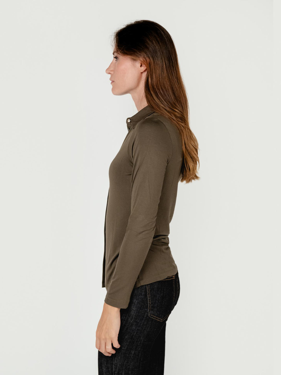 CAMICIA IN VISCOSA KAKI 555LISI111 68 ANDREA MORANDO 
