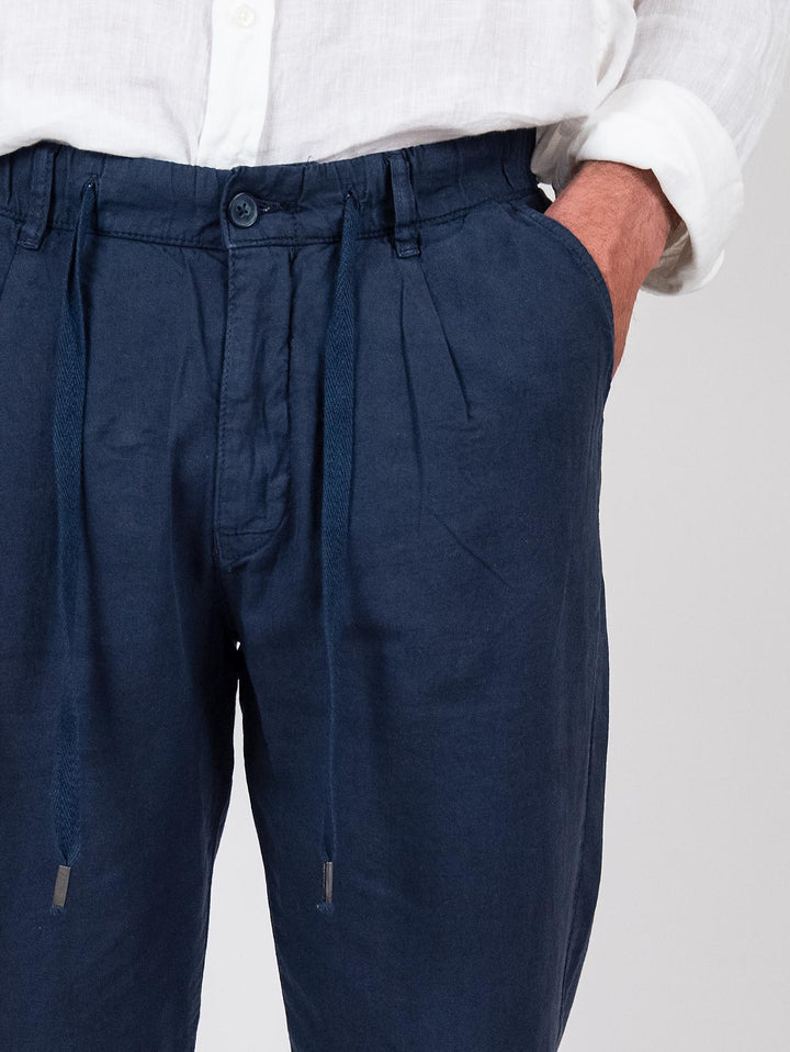 Pantalone in lino blu navy BU26S38PAPA843PD 201 ANDREA MORANDO 