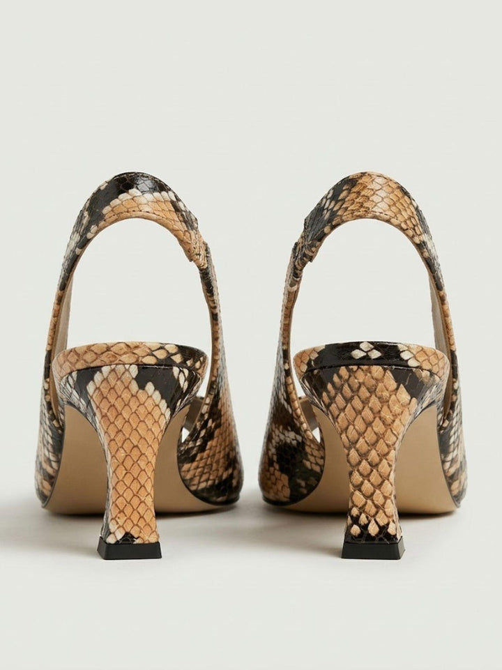 Spuntata slingback in pelle pitonata arancio R1702 ARANCIO ANDREA MORANDO 