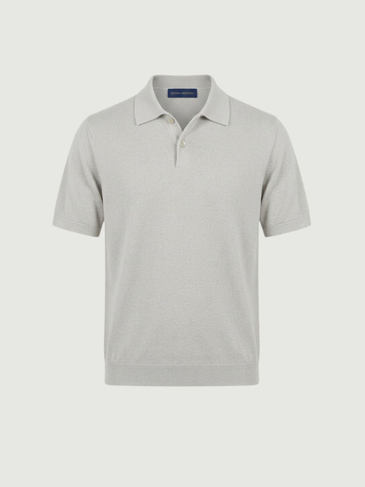 Polo in cotone extrafine grigio chiaro 5048126 102 ANDREA MORANDO 