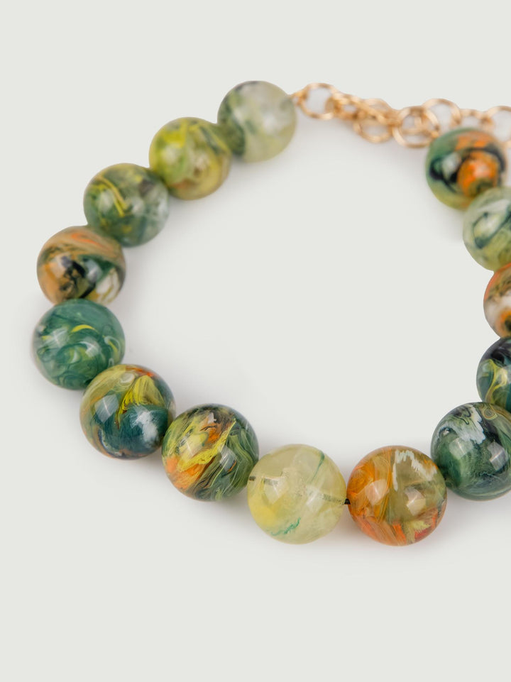 Collana Bubble in resina multicolor verde