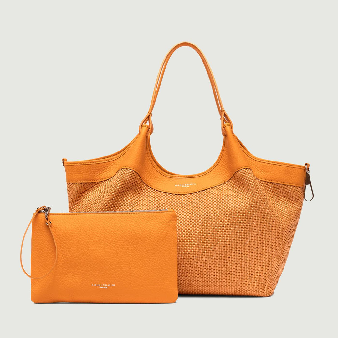 Borsa a spalla DUA in pelle intrecciata flame orange BS 10370/24PE CST-PL 13309 GIANNI CHIARINI 