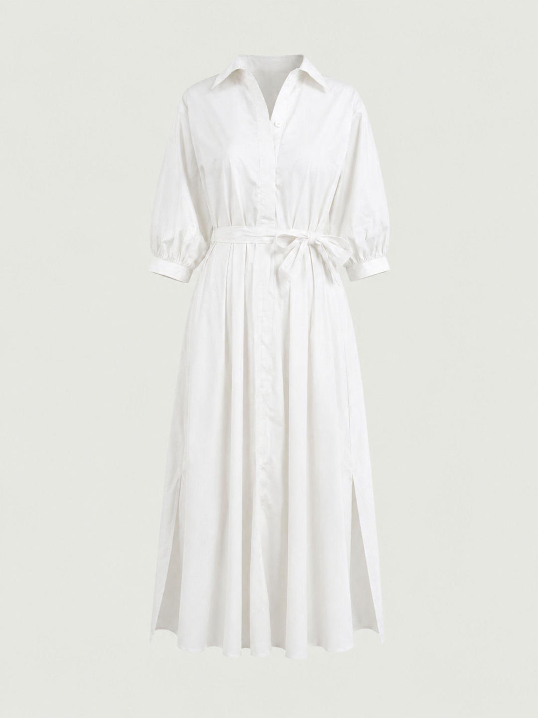 Abito chemisier in cotone bianco 6AB025344 BIANCO ANDREA MORANDO 