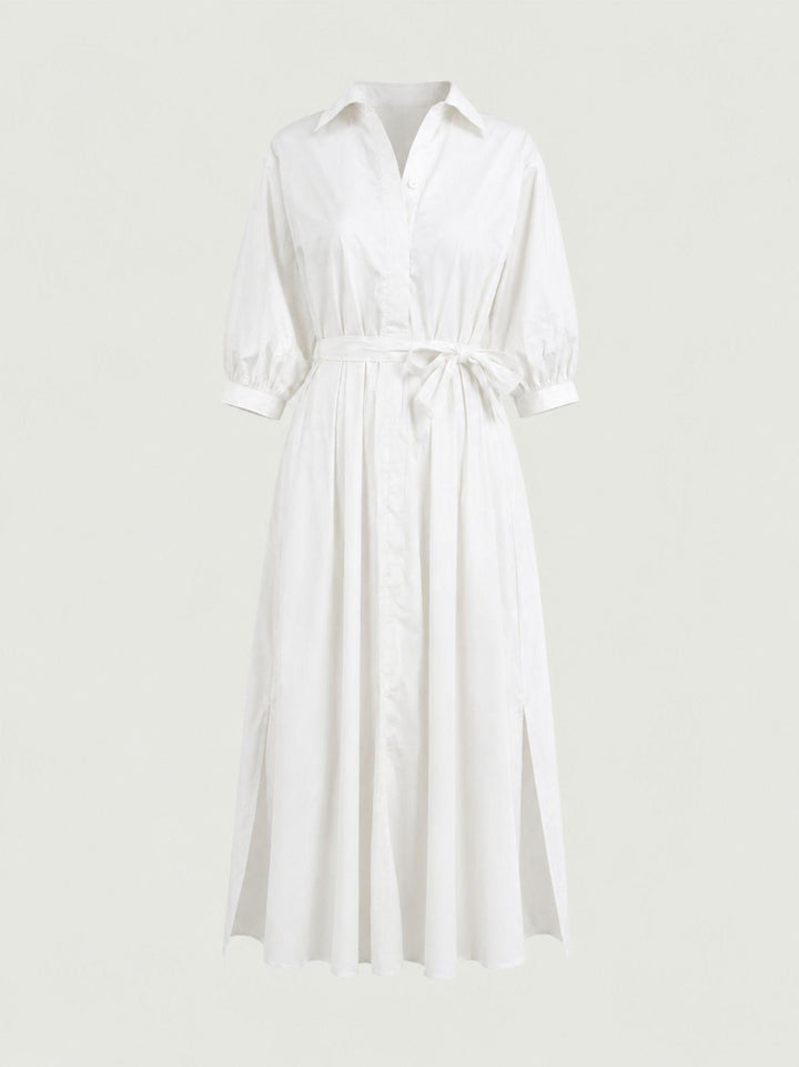 Abito chemisier in cotone bianco 6AB025344 BIANCO ANDREA MORANDO 