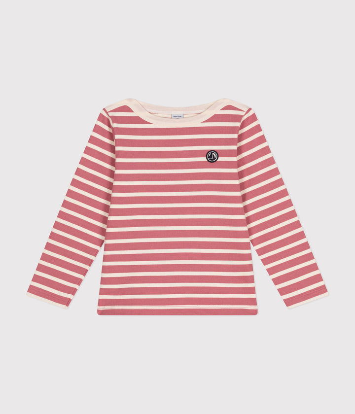 Marinière a righe rosa e bianco in cotone A0BJL 02 PETIT BATEAU 