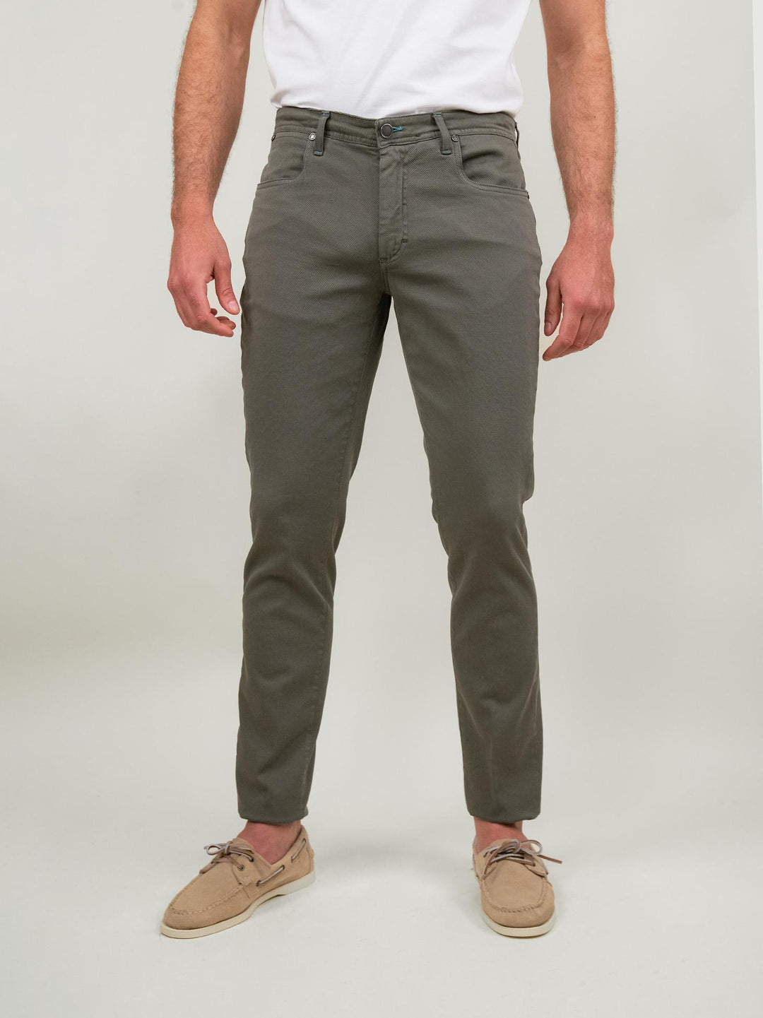 PANTALONE SLIM 5 TASCHE VERDE MILITARE P-WILL-S 381 ANDREA MORANDO 
