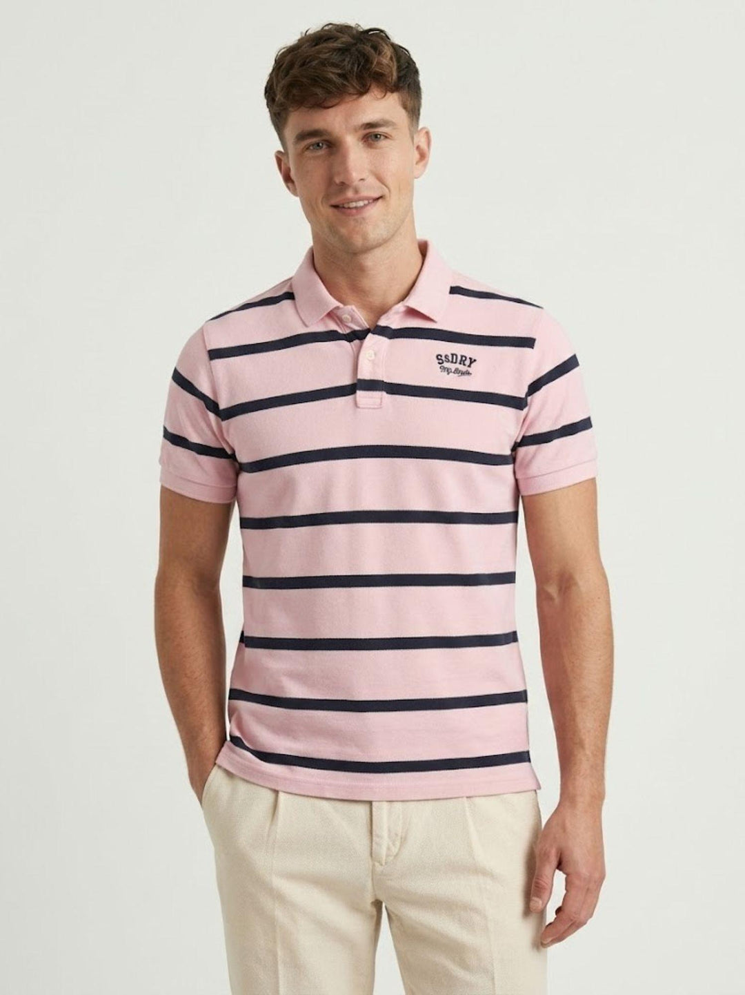 Polo in jersey a righe vintage pink M1110464A K1E SUPERDRY 