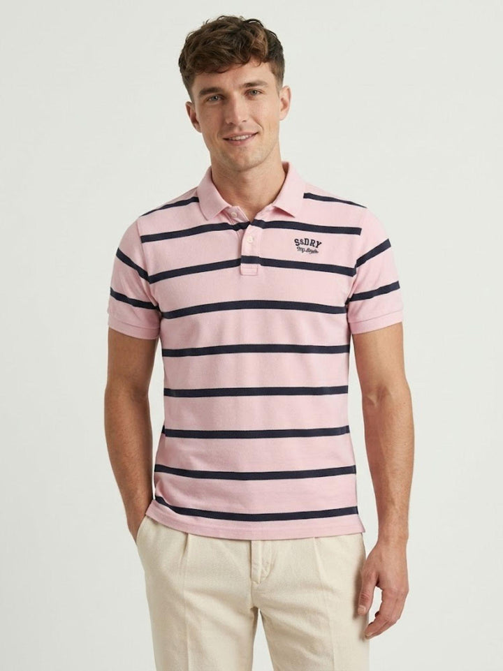 Polo in jersey a righe vintage pink M1110464A K1E SUPERDRY 