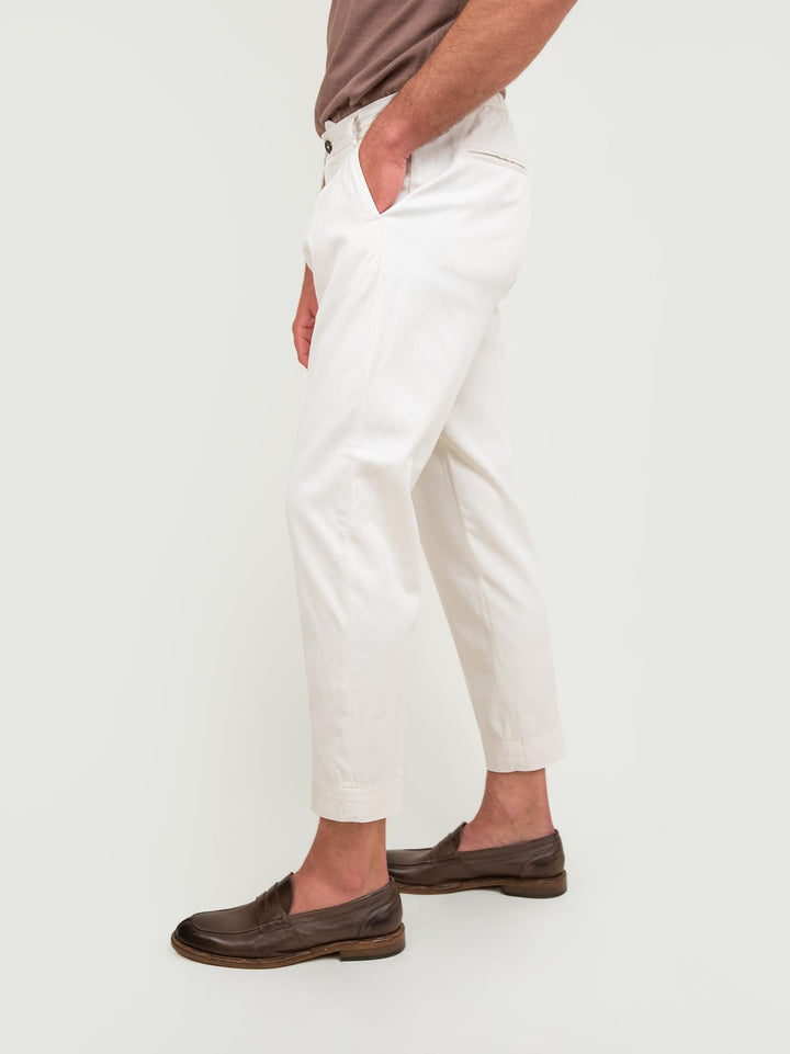 PANTALONE MISTO COTONE BIANCO CON PENCES OF1S2S4P005M 165 ANDREA MORANDO 