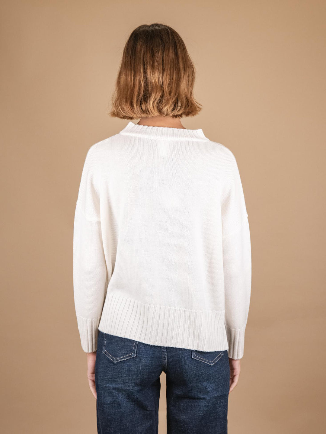 MAGLIA GIROCOLLO IN LANA VERGINE PANNA 2378038 002 ANDREA MORANDO 