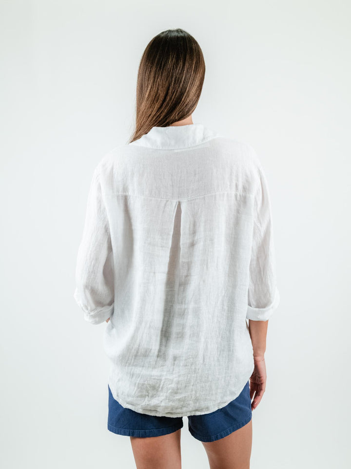CAMICIA OVERSIZE IN LINO BIANCA 4522 BIANCO ANDREA MORANDO 