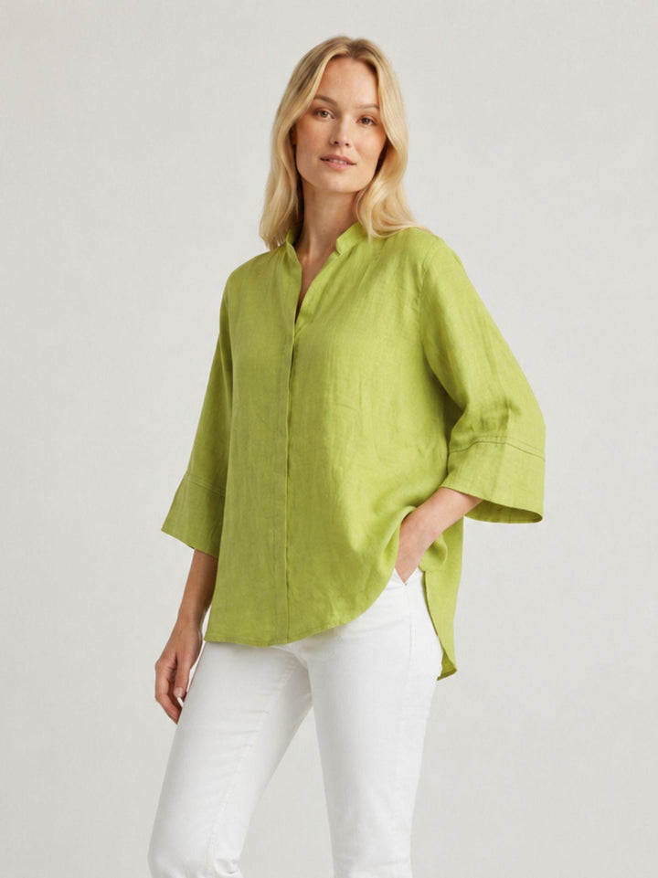 Camicia coreana in lino pistacchio 6CM0302 601 ANDREA MORANDO 