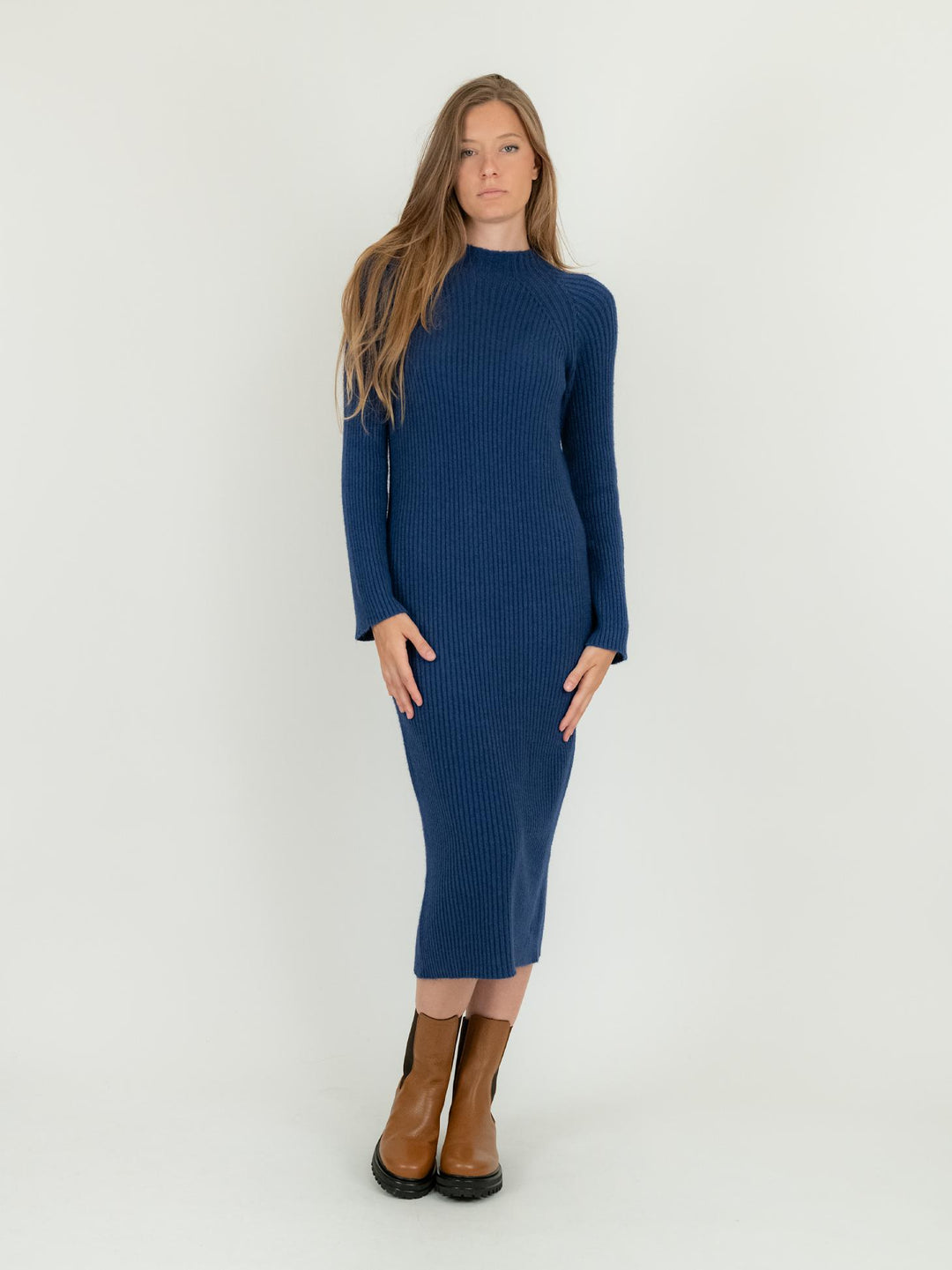 ABITO MIDI IN MAGLIA BLU 0370/222 1073 BIMOR 