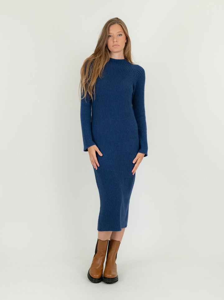 ABITO MIDI IN MAGLIA BLU 0370/222 1073 BIMOR 