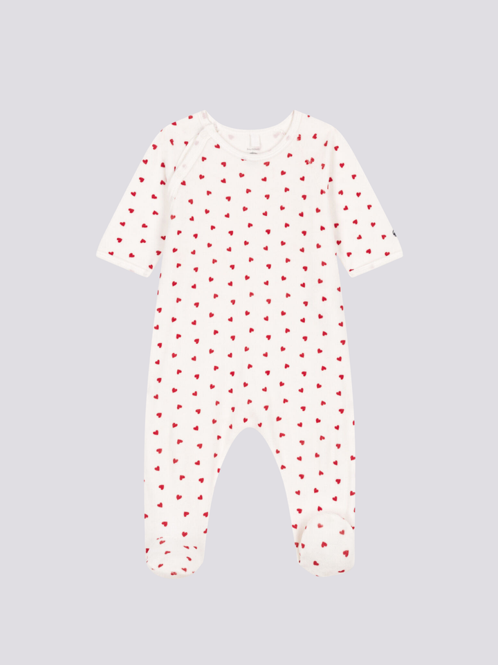 PIGIAMA BEBÈ IN CINIGLIA CON CUORi A081E 01 PETIT BATEAU 