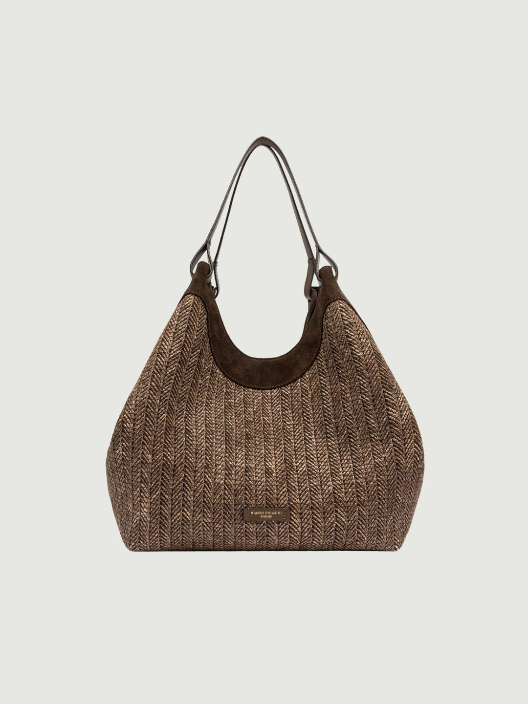 Borsa Dua in paglia intrecciata choco grande BS 12340/COMM PGLSPG 13840 GIANNI CHIARINI 