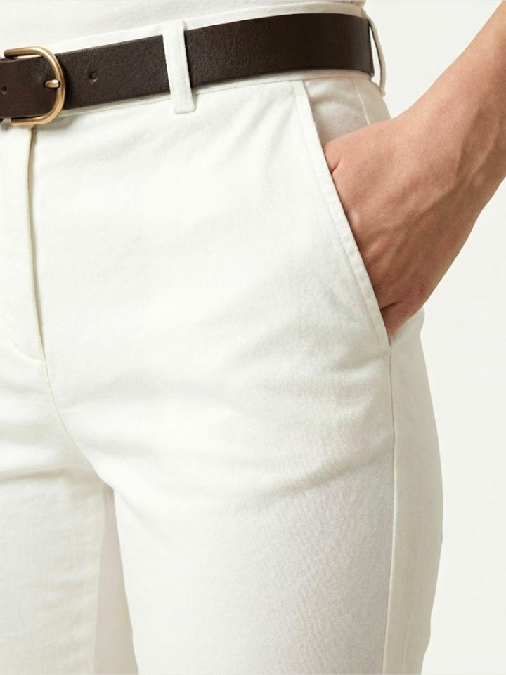 Pantalone a trombetta in cotone bianco 824MA LATTE ANDREA MORANDO 