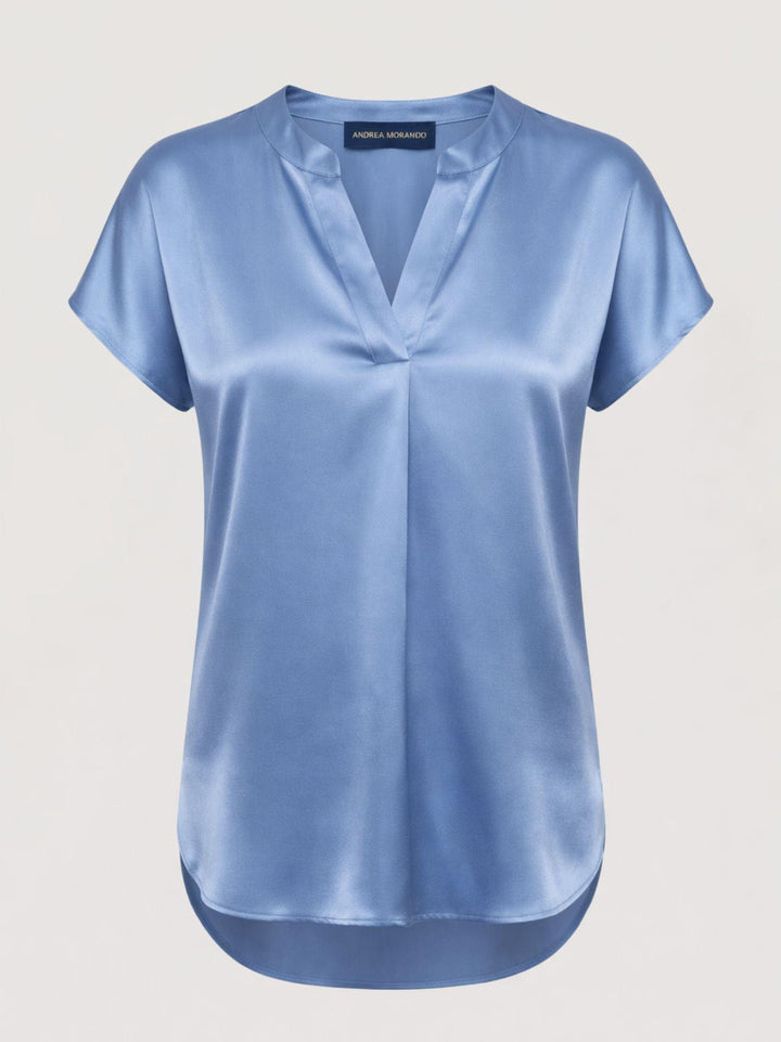 Blusa in raso azzurra M9237 AZZURRO ANDREA MORANDO 