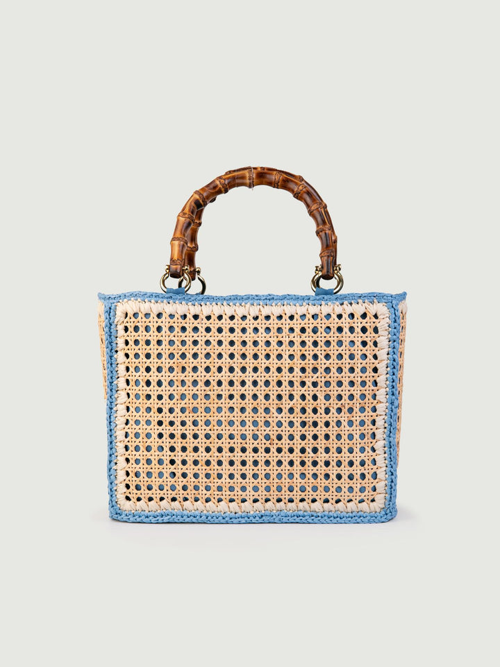 SHOPPER IN RAFIA NATURALE AZZURRA 4768 AZZURRO CATERINA BERTINI 