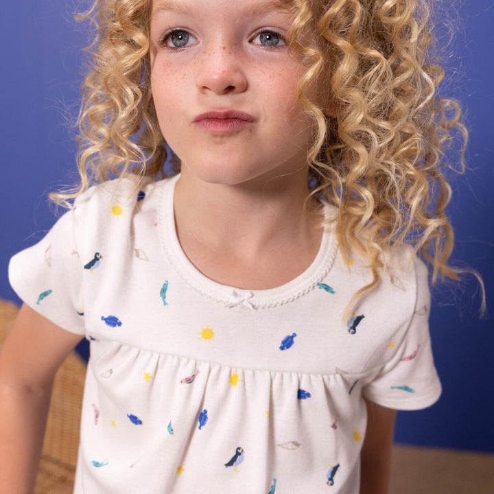 Pigiama corto bambina in cotone con animali marini A06XW 01 PETIT BATEAU 