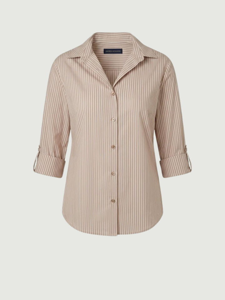 Camicia in cotone a righe color caffè M796/221B8 0714 ANDREA MORANDO 