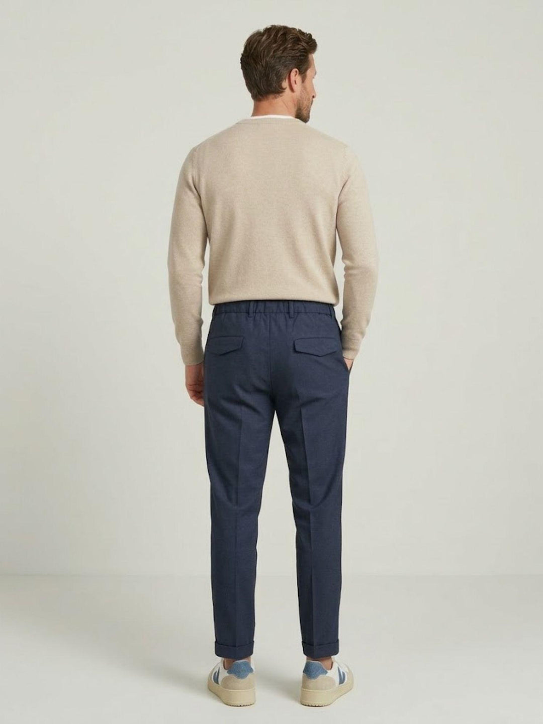 Pantalone fresco lana con coulisse indaco 01PL0204M 7003 ANDREA MORANDO 