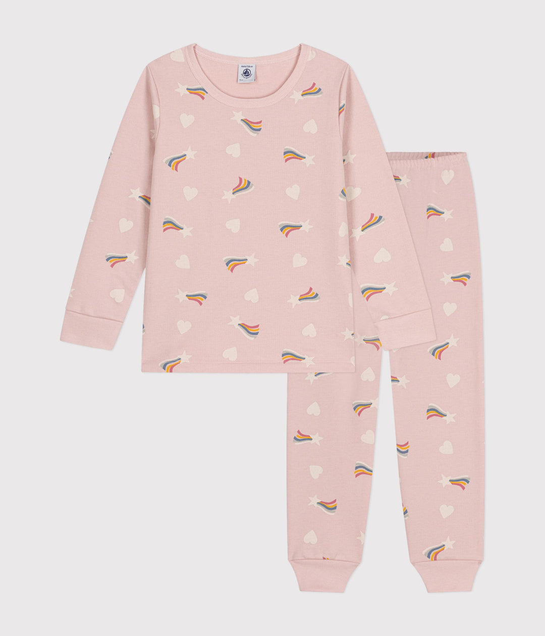 Pigiama in tessuto felpato con stelle e cuoricini A0B85 01 PETIT BATEAU 