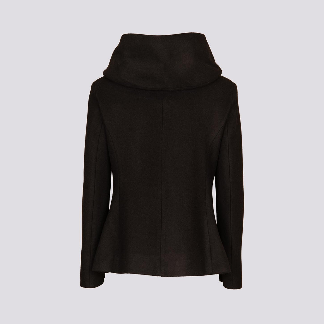 Giacca con zip e collo ampio in panno nero 9416CDH 99 ANDREA MORANDO 