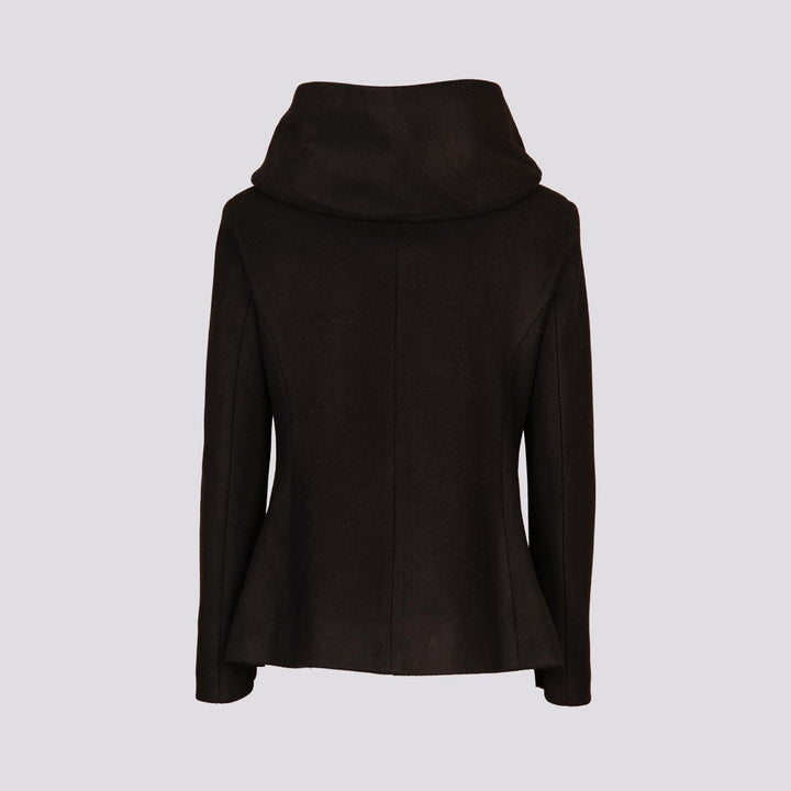 Giacca con zip e collo ampio in panno nero 9416CDH 99 ANDREA MORANDO 