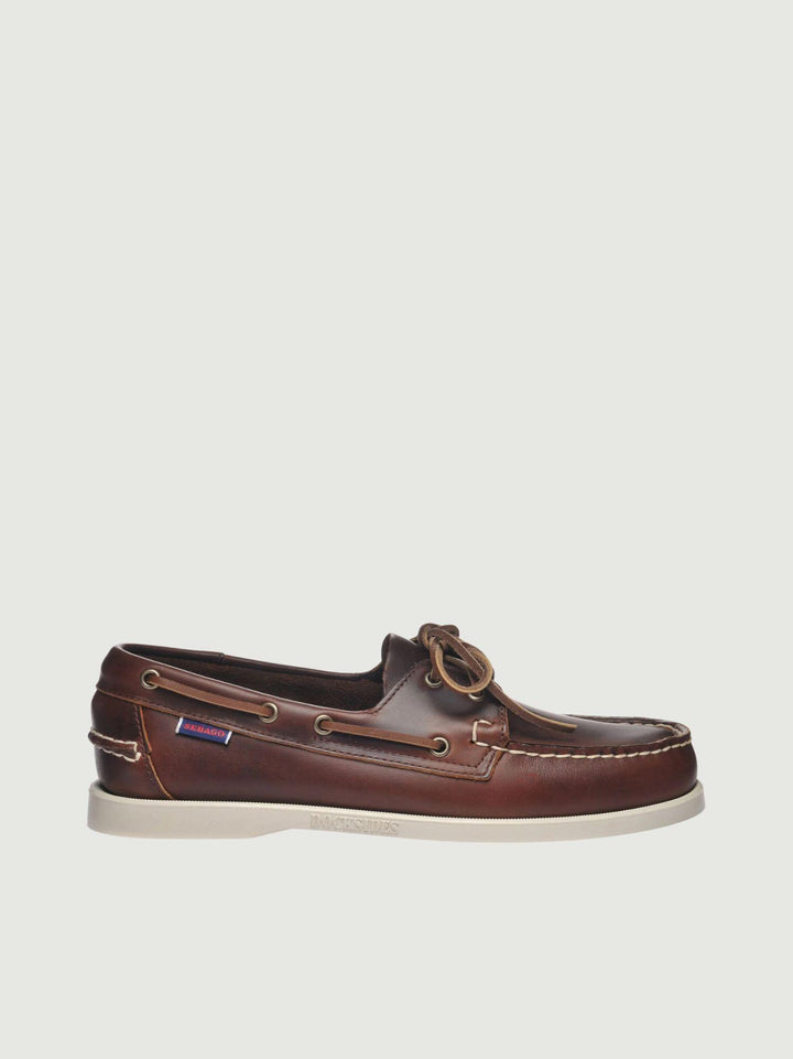 Mocassino da barca Dockside Portland Waxed in Pelle Marrone