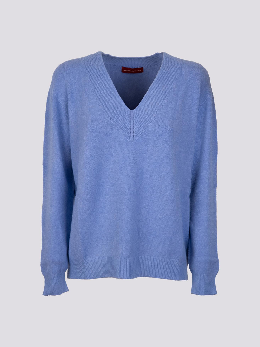 MAGLIA OVER  CON SCOLLO A V AZZURRA 0370/59 7013 BIMOR 