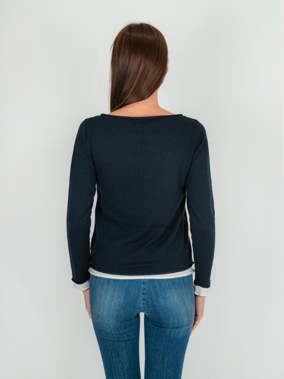 Maglia blu con collo a barchetta 1275 304 ANDREA MORANDO 