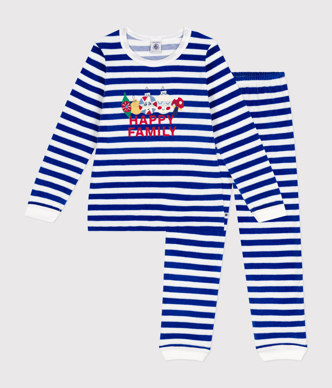 Pigiama natalizio in velluto a righe blu A0BJ9 01 PETIT BATEAU 