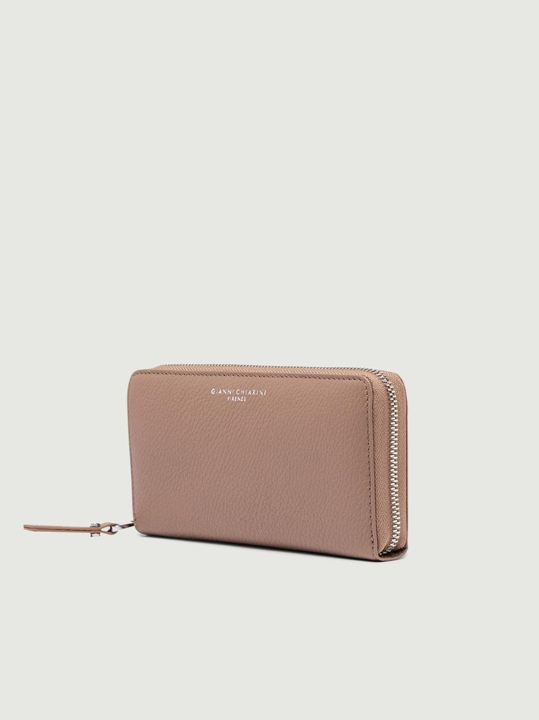 Portafoglio in pelle martellata beige con chiusura zip 5042 GRN 2077 GIANNI CHIARINI 