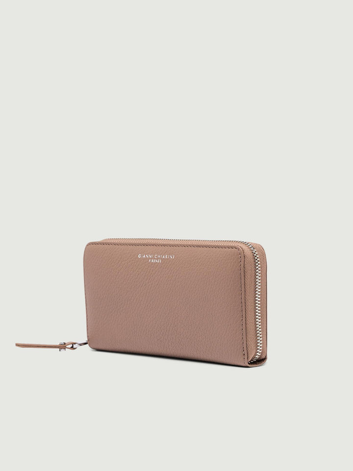 Portafoglio in pelle martellata beige con chiusura zip 5042 GRN 2077 GIANNI CHIARINI 