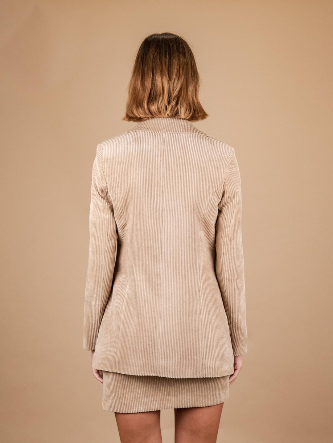 BLAZER MONOPETTO IN VELLUTO A COSTE CAMMELLO G1A5455 BEIGE ANDREA MORANDO 