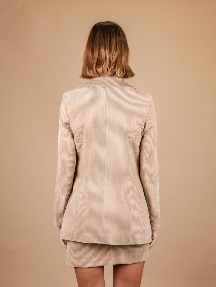 BLAZER MONOPETTO IN VELLUTO A COSTE CAMMELLO G1A5455 BEIGE ANDREA MORANDO 