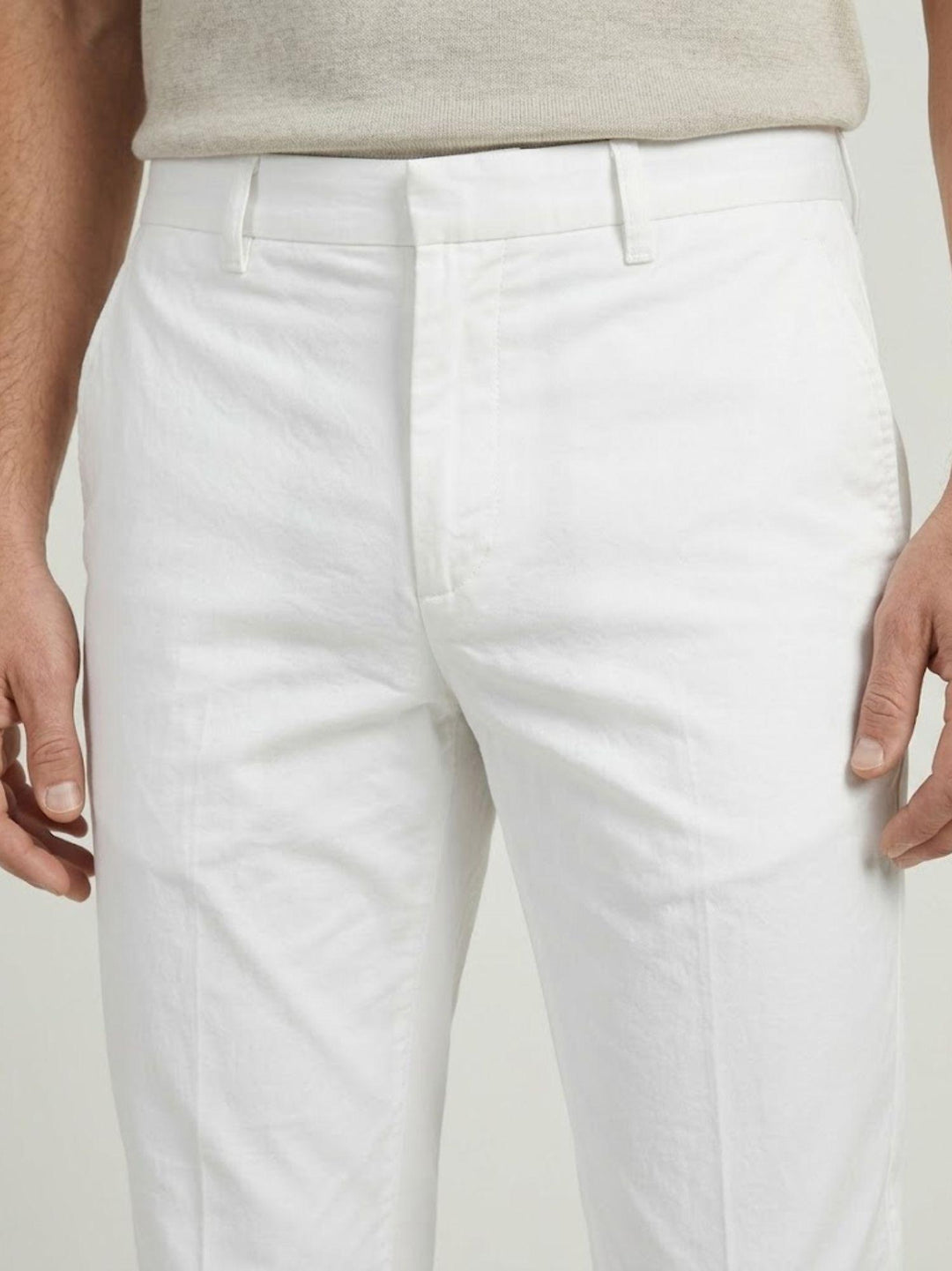 Pantalone chino con gancetto in cotone bianco T526BRO 001 NOLAB 