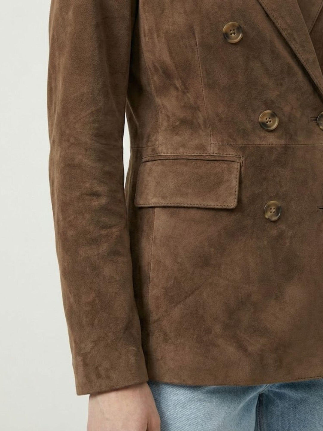 Blazer Tiaki doppiopetto in camoscio cacao TIAKI 126 JACK LEATHER 