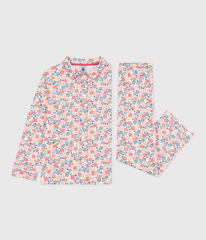 Pigiama bambino in cotone con stampa fiori A0DRU 01 PETIT BATEAU 