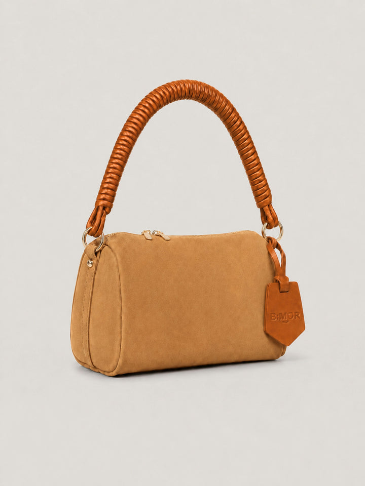 Borsa a spalla Mini Cube in pelle scamosciata cuoio MINI CUBE CUOIO BIMOR 