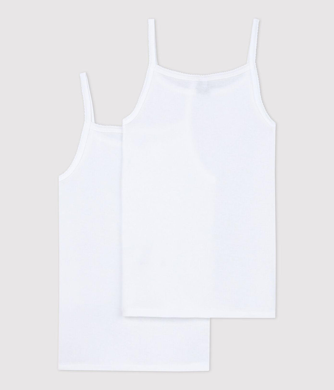 CONFEZIONE DA 2 CANOTTIERE CON SPALLINE BIANCHE RAGAZZA A01FP 00 PETIT BATEAU 
