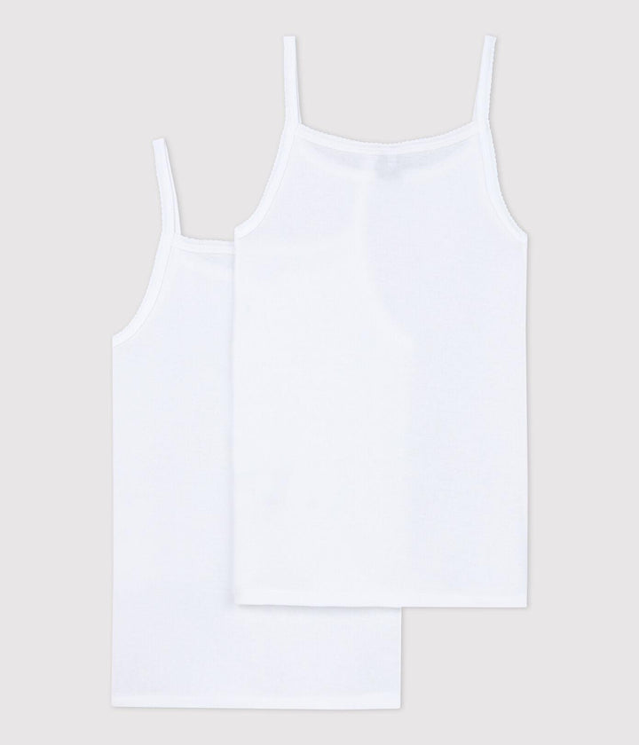 CONFEZIONE DA 2 CANOTTIERE CON SPALLINE BIANCHE RAGAZZA A01FP 00 PETIT BATEAU 